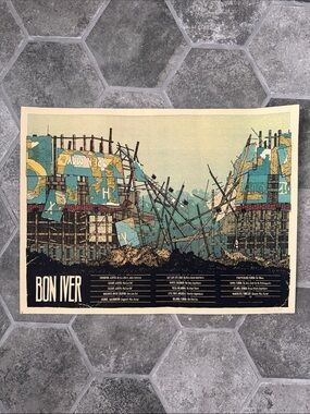 Rare Bon Iver Tour II 2012 Landland 4 Color Handmade Limited Edition Tour Poster